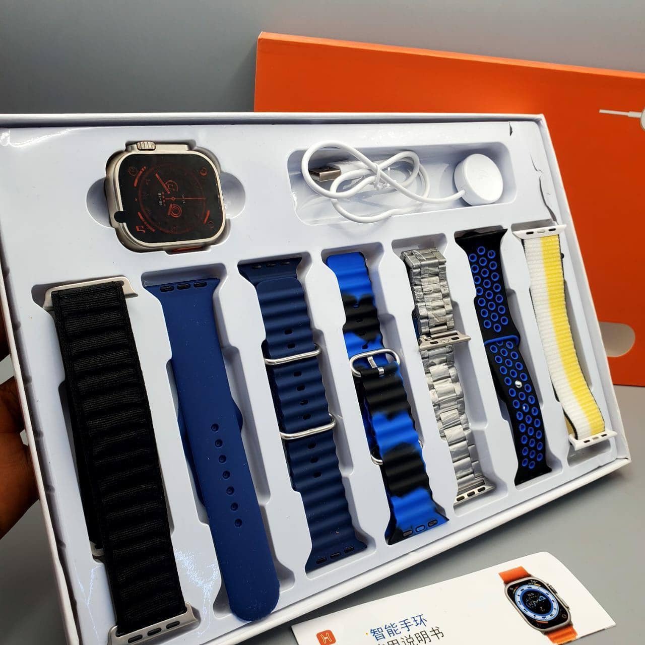 7 in 1 Ultra 2 Smart Watch – 2.1" HD Display, Series Ultra 9, 49MM Waterproof, Wireless Charging with 7 Straps